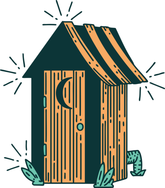 Bir insan tarafından çizilmiş geleneksel dövmeli açık hava tuvaletinin çizimi