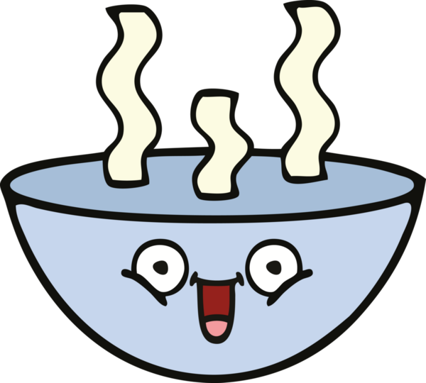 Bir insan tarafından çizilmiş sıcak çorba karikatürü.