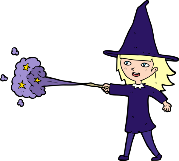 Karikatür cadısı bir insan tarafından çizilmiş büyü