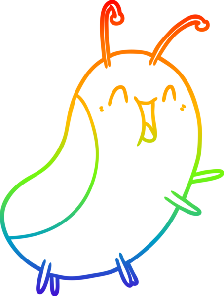 gökkuşağı gradyan çizgi çizimi bir insan tarafından çizilmiş mutlu bir böcek