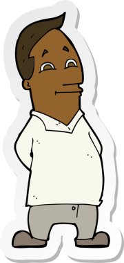 Bir insan tarafından çizilmiş, karikatür dostu bir adamın çıkartması.