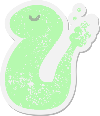 Bir insan tarafından çizilmiş çizgi film yılan grunge çıkartması.