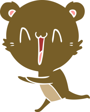 bir insan tarafından çizilmiş canlı ayı düz renk çizgi filmi