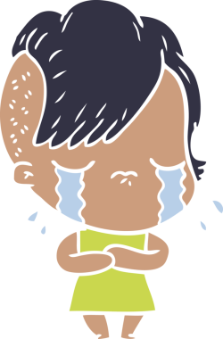 Bir insan tarafından çizilmiş düz renkli karikatür.