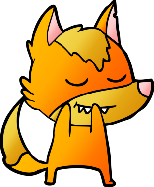 Bir insan tarafından çizilmiş tilki çizgi film karakteri