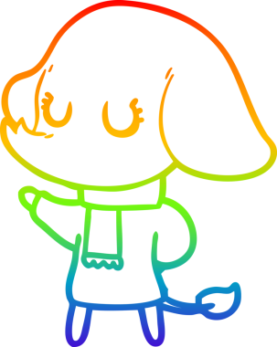 Gökkuşağı gradyan çizgisi bir insan tarafından çizilmiş şirin bir fil çizimi