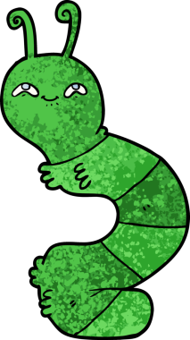 Bir insan tarafından çizilmiş mutlu bir tırtıl.