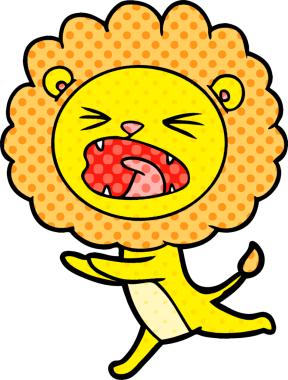 Bir insan tarafından çizilmiş koşu aslanı.