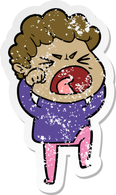 Bir insan tarafından çizilmiş öfkeli bir adamın sıkıntılı çıkartması.