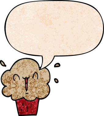 Bir insan tarafından çizilmiş eski moda konuşma baloncuklu çizgi film keki.