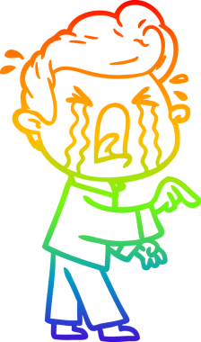 Bir insan tarafından çizilmiş ağlayan bir adamın çizdiği gökkuşağı gradyan çizgisi.