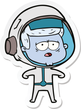 Bir insan tarafından çizilmiş yorgun bir astronotun çıkartması.