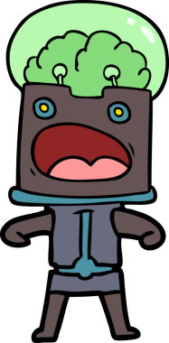 Bir insan tarafından çizilmiş çizgi film robotu