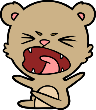 Bir insan tarafından çizilmiş kızgın çizgi film ayısı.