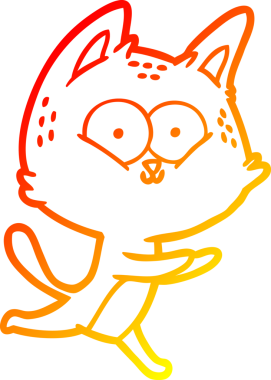 Bir insan tarafından çizilen çizgi film kedisinin sıcak çizgi çizimi