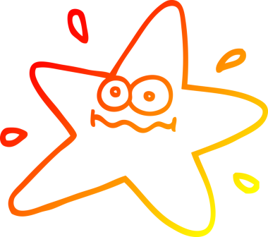 Bir insan tarafından çizilmiş komik bir çizgi film yıldızının sıcak gradyan çizimi