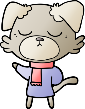 Bir insan tarafından çizilmiş şirin bir çizgi film köpeği.