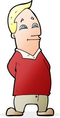 Bir insan tarafından çizilmiş çizgi film dostu bir adam.