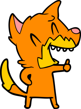 Bir insan tarafından çizilmiş gülen tilki çizgi filmi.