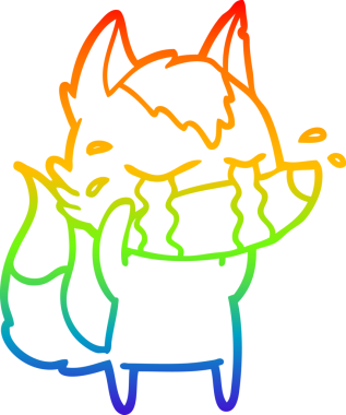 Gökkuşağı gradyan çizgi çizimi bir insan tarafından çizilmiş ağlayan bir kurt.