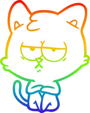 gökkuşağı gradyan çizimi bir insan tarafından çizilmiş sıkılmış çizgi film kedisi