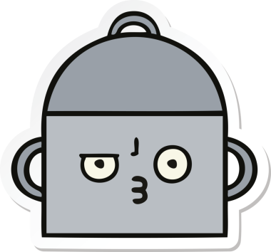 Bir insan tarafından çizilmiş şirin bir yemek pişirme kabının çıkartması.