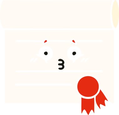 Bir insan tarafından çizilmiş bir sertifikanın düz renk retro karikatürü