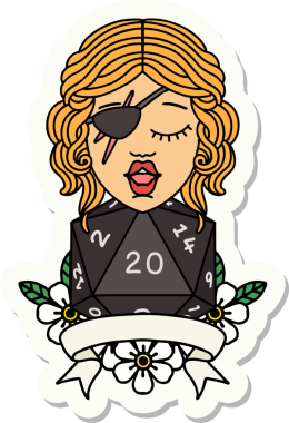 Bir insan tarafından çizilmiş doğal 20 zarlı düzenbaz insan etiketi.