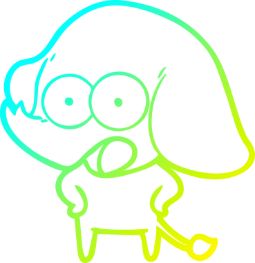 Bir insan tarafından çizilmiş şirin bir filin soğuk gradyan çizgisi