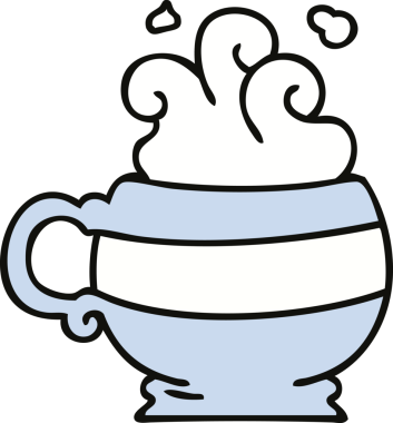 Bir insan tarafından çizilmiş garip bir çizgi film sıcak içeceği.