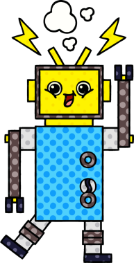 bir insan tarafından çizilmiş bir robotun çizgi roman tarzı