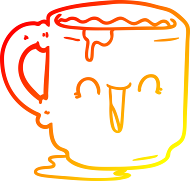 Bir insan tarafından çizilmiş bir çizgi film kirli ofis kupasının sıcak çizgi çizimi