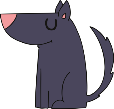 Bir insan tarafından çizilmiş tuhaf bir çizgi film köpeği.