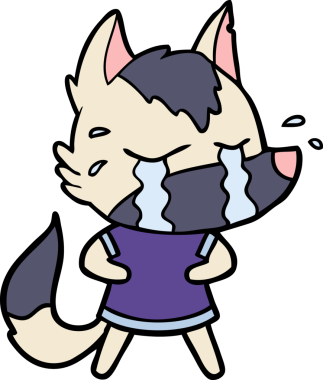 Bir insan tarafından çizilmiş ağlayan kurt çizgi filmi.