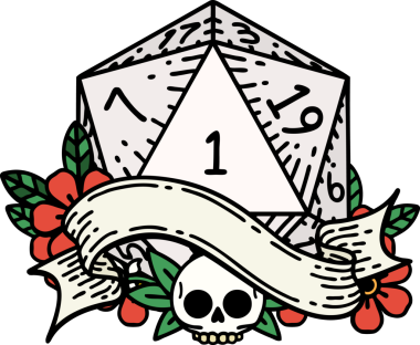 Retro Dövme Biçimi Doğal Bir d20 zar bir insan tarafından çizildi