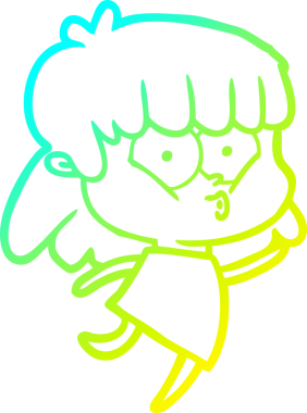 Bir insan tarafından çizilen ıslık çalan bir kızın soğuk gradyan çizgisi.