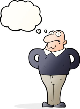 Bir insan tarafından çizilmiş düşünce balonlu endişeli bir adam.