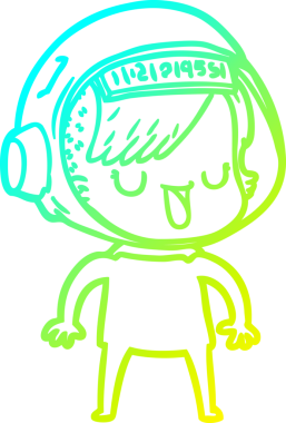 Bir insan tarafından çizilmiş soğuk gradyan çizgili astronot kadın çizimi.