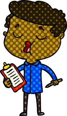 Bir insan tarafından çizilmiş karikatür adam konuşuyor.