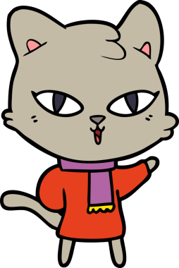 Bir insan tarafından çizilmiş çizgi film kedisi.