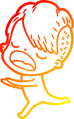 Bir insan tarafından çizilmiş havalı bir hippi kızın sıcak çizgi çizimi.