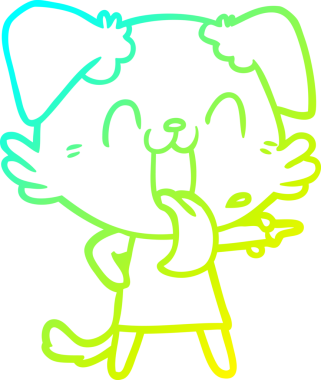 Bir insan tarafından çizilmiş, nefes nefese kalmış bir köpeğin soğuk çizgi çizimi.