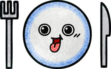 Bir insan tarafından çizilmiş yemek tabağının retro grunge deseni.