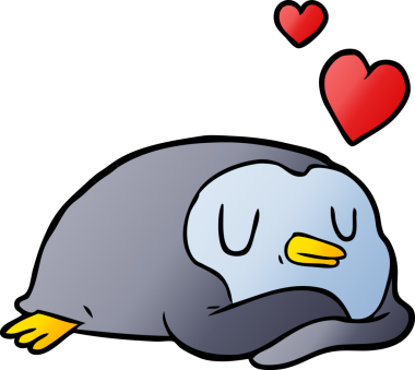 Bir insan tarafından çizilmiş aşk dolu bir penguen.