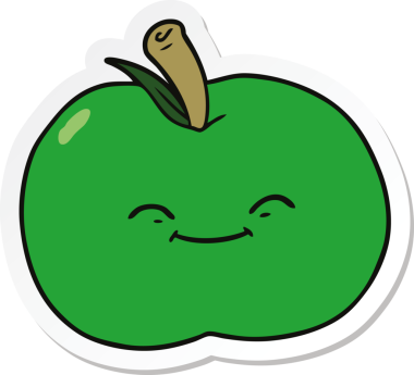 Bir insan tarafından çizilmiş çizgi film elmasının çıkartması.