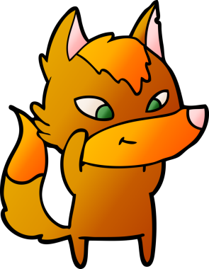 Bir insan tarafından çizilmiş tilki çizgi film karakteri