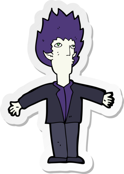 Bir insan tarafından çizilmiş bir vampirin çıkartması.