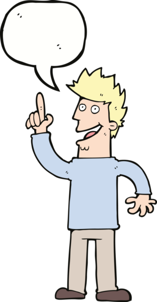 Bir insan tarafından çizilmiş konuşma baloncuğuyla harika bir fikri olan karikatürist.