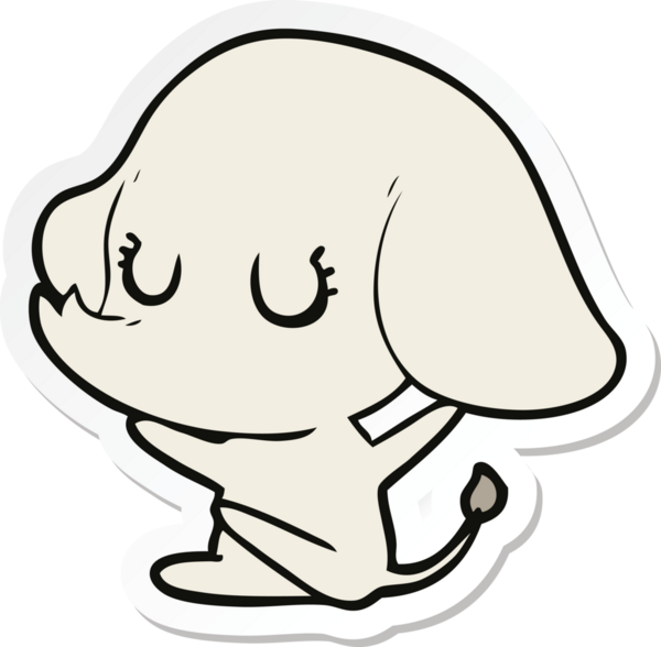 Bir insan tarafından çizilmiş şirin bir fil çıkartması.