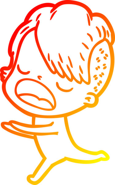 Bir insan tarafından çizilmiş havalı bir hippi kızın sıcak çizgi çizimi.